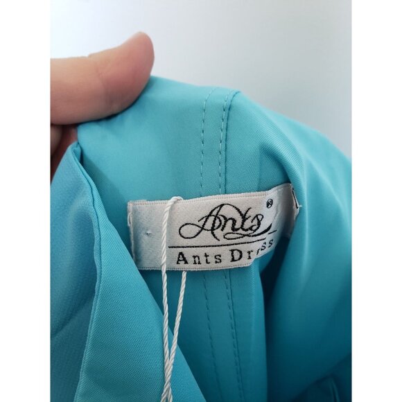 Ants Womens Sz 4 Formal Dress Turquoise Sleeveless Floor Length Prom Lace Up NWT - Picture 5 of 6